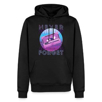 Never Forget Retro 80er 90er Nostalgie - Männer Premium Bio Hoodie - Schwarz - Vorne - Nico (187cm)