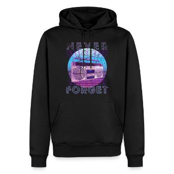 Never Forget Retro 80er 90er Nostalgie - Männer Premium Bio Hoodie - Schwarz - Vorne - Nico (187cm)