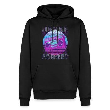 Never Forget Retro 80s 90s Nostalgia - Men’s Premium Organic Hoodie - black - Front - Nico (187cm)