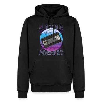 Never Forget Retro 80er 90er Nostalgie - Männer Premium Bio Hoodie - Schwarz - Vorne - Nico (187cm)