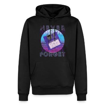 Never Forget Retro 80er 90er Nostalgie - Männer Premium Bio Hoodie - Schwarz - Vorne - Nico (187cm)