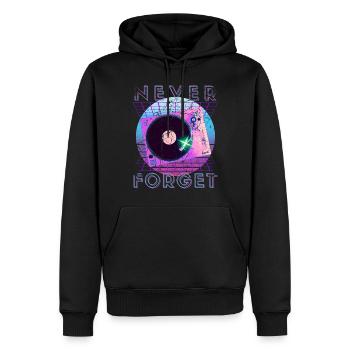 Never Forget Retro 80er 90er Nostalgie - Männer Premium Bio Hoodie - Schwarz - Vorne - Nico (187cm)