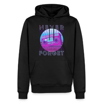 Never Forget Retro 80er 90er Nostalgie - Männer Premium Bio Hoodie - Schwarz - Vorne - Nico (187cm)