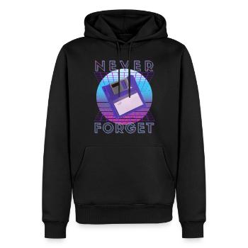 Never Forget Retro 80er 90er Nostalgie - Männer Premium Bio Hoodie - Schwarz - Vorne - Nico (187cm)