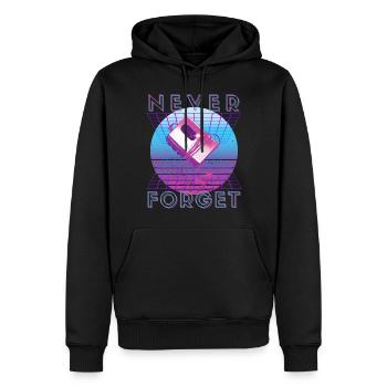 Never Forget Retro 80er 90er Nostalgie - Männer Premium Bio Hoodie - Schwarz - Vorne - Nico (187cm)