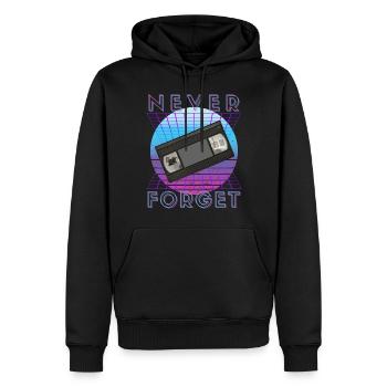 Never Forget Retro 80er 90er Nostalgie - Männer Premium Bio Hoodie - Schwarz - Vorne - Nico (187cm)