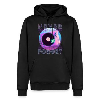 Never Forget Retro 80er 90er Nostalgie - Männer Premium Bio Hoodie - Schwarz - Vorne - Nico (187cm)