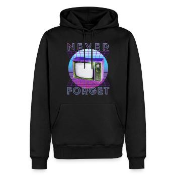 Never Forget Retro 80er 90er Nostalgie - Männer Premium Bio Hoodie - Schwarz - Vorne - Nico (187cm)