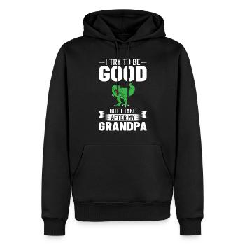 Grand-père dinosaure Grand-père Saurus Opasaurus - Sweat à capuche Premium bio Homme - noir - Devant - Nico (187cm)
