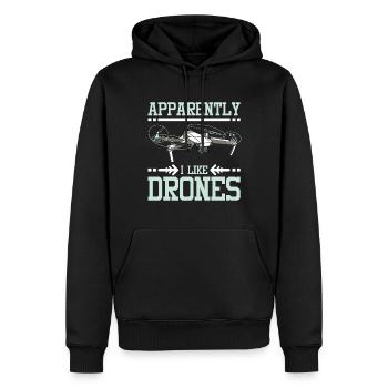 Apparently I like Drones - Men’s Premium Organic Hoodie - black - Front - Nico (187cm)