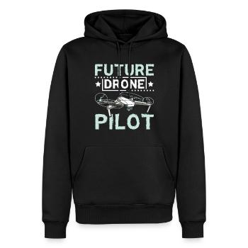 Futur pilote de drone - Sweat à capuche Premium bio Homme - noir - Devant - Nico (187cm)