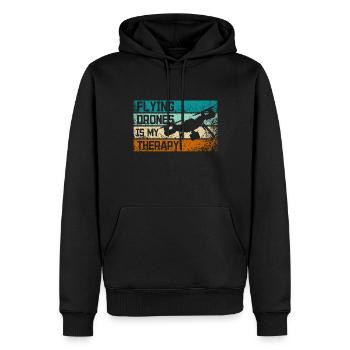 Voler des drones est ma thérapie - Sweat à capuche Premium bio Homme - noir - Devant - Nico (187cm)