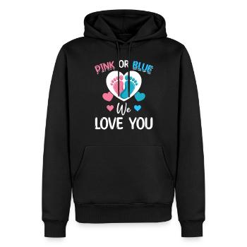 Pink oder Blau We Love You Baby Shower - Männer Premium Bio Hoodie - Schwarz - Vorne - Nico (187cm)