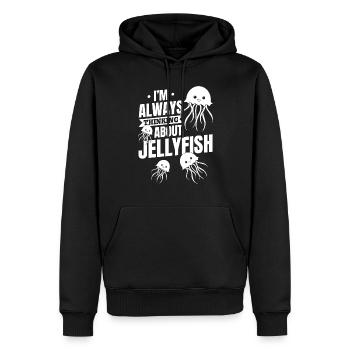 Jellyfish Lover Je pense toujours aux méduses - Sweat à capuche Premium bio Homme - noir - Devant - Nico (187cm)