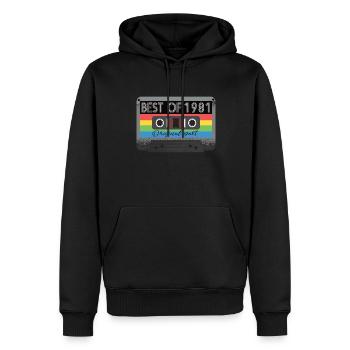 Best Of 1981 Vintage Cassette Retro Anniversaire - Sweat à capuche Premium bio Homme - noir - Devant - Nico (187cm)