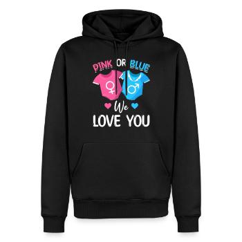 Rosa oder Blau We Love You Baby Boy Girl - Männer Premium Bio Hoodie - Schwarz - Vorne - Nico (187cm)