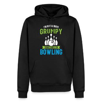 Je ne suis pas toujours grincheux Parfois je joue au bowling - Spor - Sweat à capuche Premium bio Homme - noir - Devant - Nico (187cm)