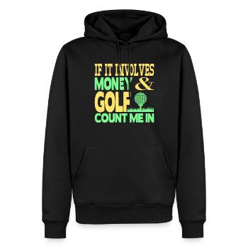Geld und Golf - Männer Premium Bio Hoodie - Schwarz - Vorne - Nico (187cm)