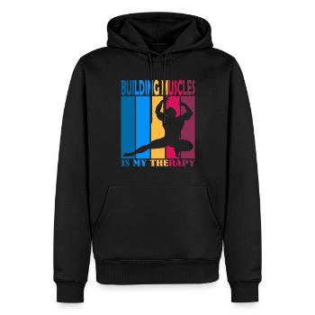 Construire des muscles est ma thérapie - Sweat à capuche Premium bio Homme - noir - Devant - Nico (187cm)