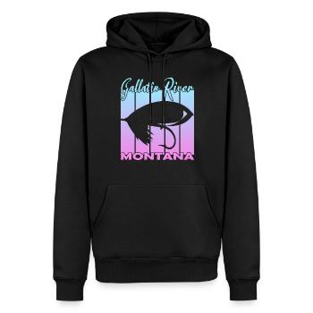 Gallatin River Montana Pêche à la mouche - Sweat à capuche Premium bio Homme - noir - Devant - Nico (187cm)