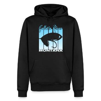 Gallatin River Montana Pêche à la mouche - Sweat à capuche Premium bio Homme - noir - Devant - Nico (187cm)