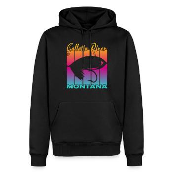 Gallatin River Montana Pêche à la mouche - Sweat à capuche Premium bio Homme - noir - Devant - Nico (187cm)