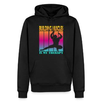 Construire des muscles est ma thérapie - Sweat à capuche Premium bio Homme - noir - Devant - Nico (187cm)