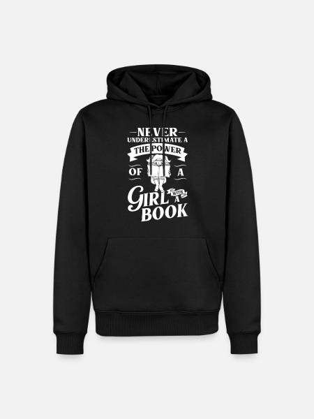 Book Girls Read Women Bookworm Bibliothécaire - Sweat à capuche Premium bio Homme - noir