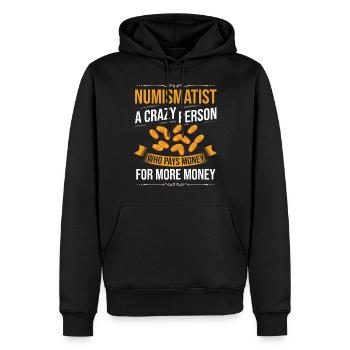 Numismatik Münzen sammeln Münzsammler Geld - Männer Premium Bio Hoodie - Schwarz - Vorne - Nico (187cm)