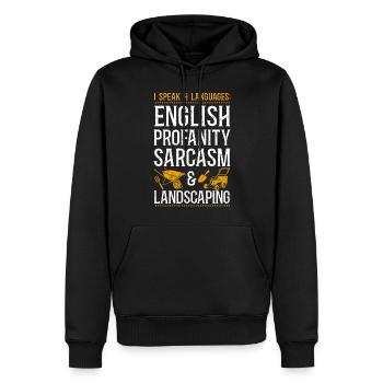 Paysagiste Aménagement Paysager - Sweat à capuche Premium bio Homme - noir - Devant - Nico (187cm)