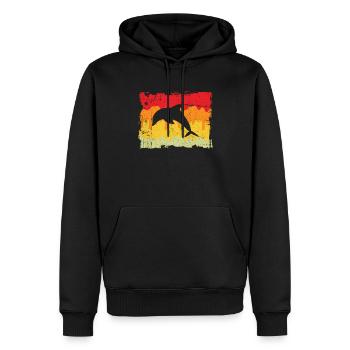 Delfin Retro - Männer Premium Bio Hoodie - Schwarz - Vorne - Nico (187cm)