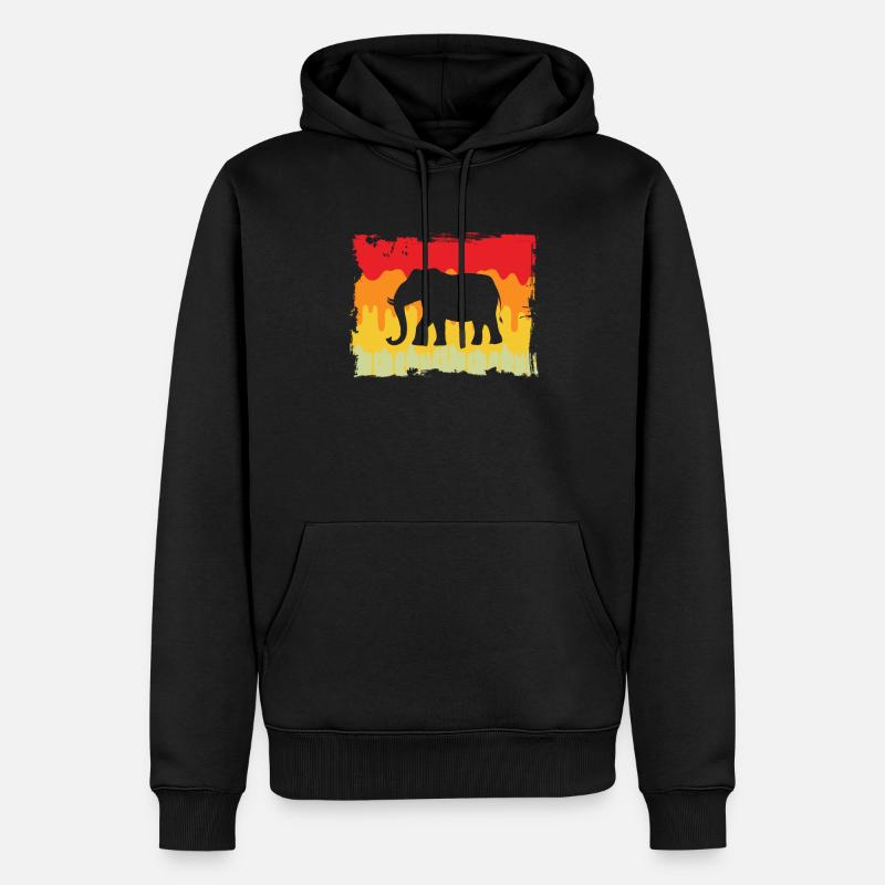 Elefant Retro - Männer Premium Bio Hoodie - Schwarz