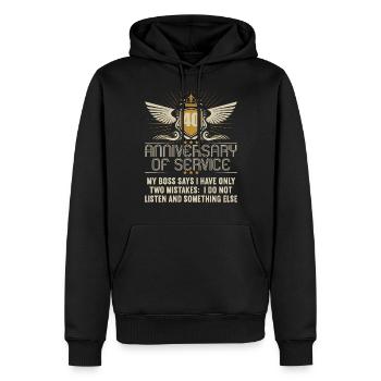 40 ans de service 40 ans de service - Sweat à capuche Premium bio Homme - noir - Devant - Nico (187cm)