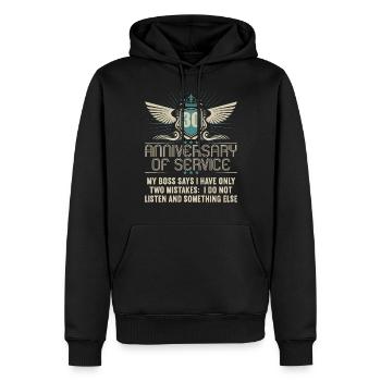 30 ans de service 30 ans de service - Sweat à capuche Premium bio Homme - noir - Devant - Nico (187cm)