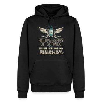 15 ans de service 15 ans de service - Sweat à capuche Premium bio Homme - noir - Devant - Nico (187cm)