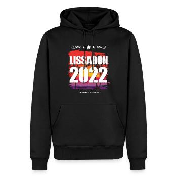 Lisbon 2022 - Men’s Premium Organic Hoodie - black - Front - Nico (187cm)