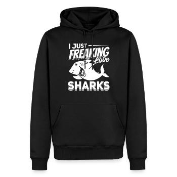 Great White Shark Fish Ich liebe Haie einfach - Männer Premium Bio Hoodie - Schwarz - Vorne - Nico (187cm)