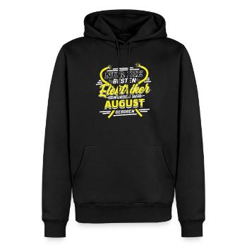 Elektriker Geburtstag August Geburtsmonat - Männer Premium Bio Hoodie - Schwarz - Vorne - Nico (187cm)