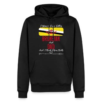 Drapeau brunéien du père Brunei pour la fête des pères - Sweat à capuche Premium bio Homme - noir - Devant - Nico (187cm)