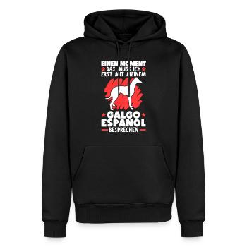 Mit meinem Galgo Espanol besprechen Windhund - Männer Premium Bio Hoodie - Schwarz - Vorne - Nico (187cm)
