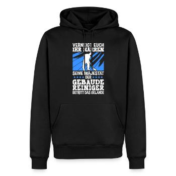 Gebäudereiniger betritt das Gelände Fensterputzer - Männer Premium Bio Hoodie - Schwarz - Vorne - Nico (187cm)