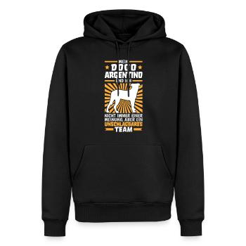 Mein Dogo Argentino und ich sind unschlagbar - Männer Premium Bio Hoodie - Schwarz - Vorne - Nico (187cm)
