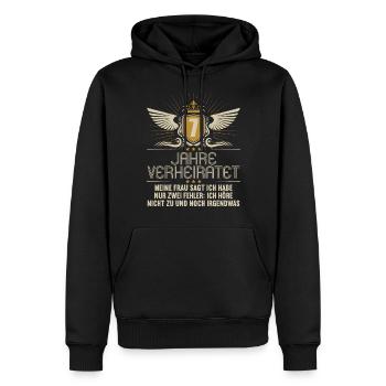 7 Jahre verheiratet nur 2 Fehler 7.Hochzeitstag - Männer Premium Bio Hoodie - Schwarz - Vorne - Nico (187cm)