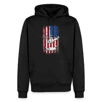 Hélicoptère drapeau américain des États-Unis - Sweat à capuche Premium bio Homme - noir - Devant - Nico (187cm)