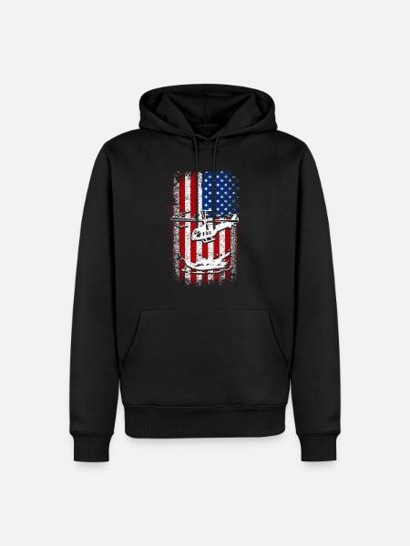 Usa American Flag Helicopter - Men’s Premium Organic Hoodie - black