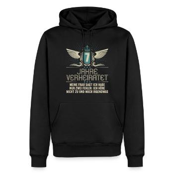 7 Jahre verheiratet nur 2 Fehler 7.Hochzeitstag - Männer Premium Bio Hoodie - Schwarz - Vorne - Nico (187cm)