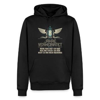 8 Jahre verheiratet nur 2 Fehler 8.Hochzeitstag - Männer Premium Bio Hoodie - Schwarz - Vorne - Nico (187cm)