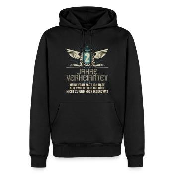 2 ans marié seulement 2 erreurs 2.Anniversaire de mariage - Sweat à capuche Premium bio Homme - noir - Devant - Nico (187cm)