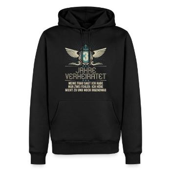 3 years married only 2 mistakes 3.Wedding anniversary - Men’s Premium Organic Hoodie - black - Front - Nico (187cm)