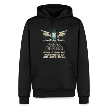 30 ans marié seulement 2 erreurs 30.Anniversaire de mariage - Sweat à capuche Premium bio Homme - noir - Devant - Nico (187cm)